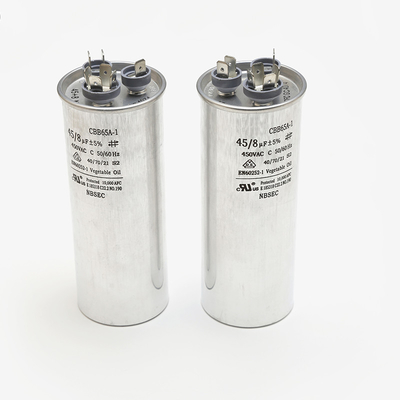 Цилиндрический случай конденсатора бега мотора кондиционера AC конденсатора силы CBB65 45uf 5% 370V 450V алюминиевый